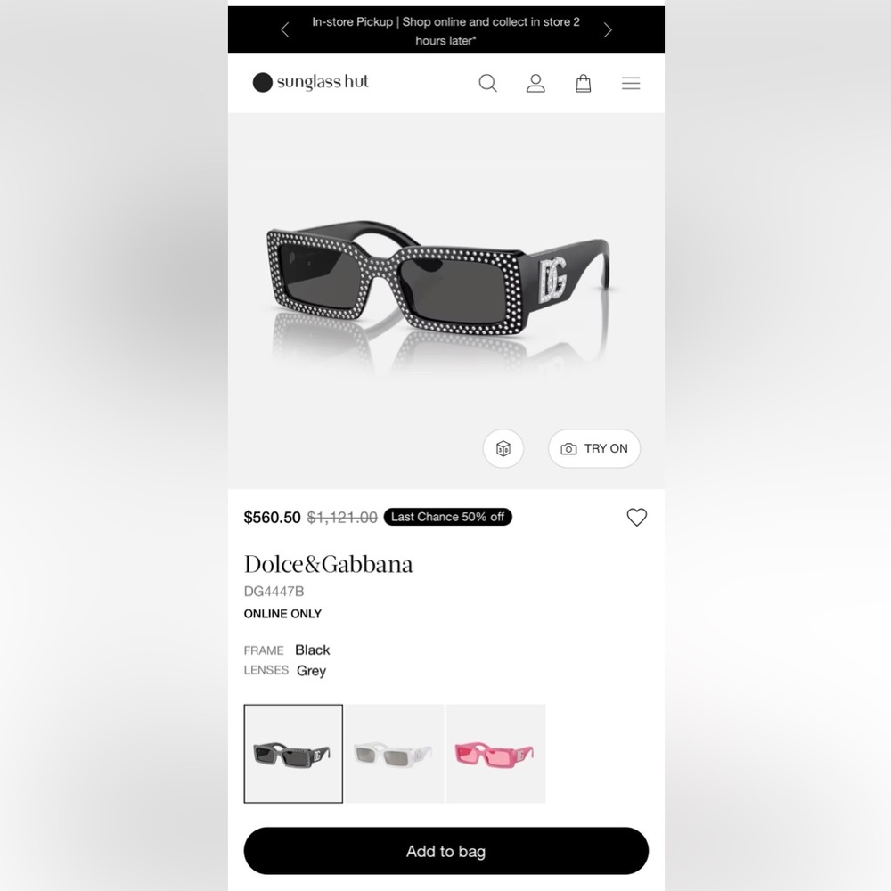 Dolce & Gabbana Black Studded Sunglasses